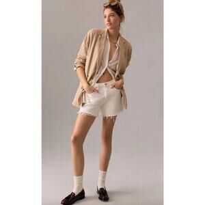 AGOLDE Women’s Parker Shorts Button Fly Raw Hem Panna Cotta Size 30 $148